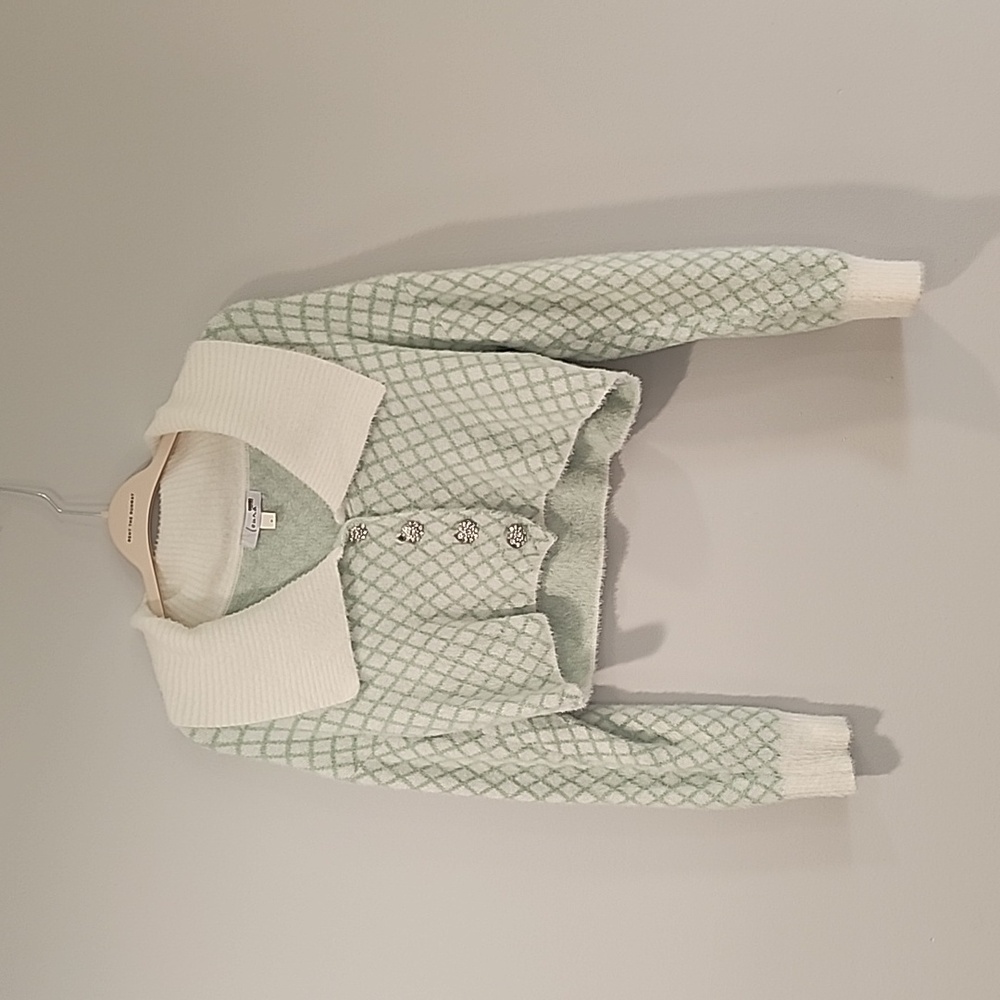 Cropped Sweater with jeweled buttons